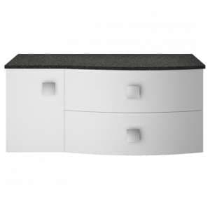 Sane 100cm Right Handed Wall Vanity With Black Worktop In White - UK