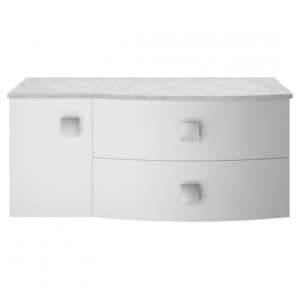 Sane 100cm Right Handed Wall Vanity With Grey Worktop In White - UK