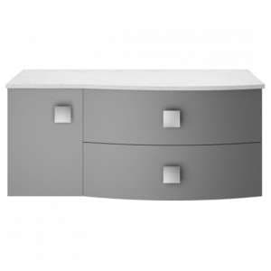 Sane 100cm Right Handed Wall Vanity With White Worktop In Grey - UK