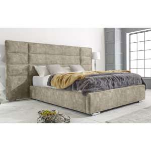 Sanford Marble Effect Fabric Super King Size Bed In Oatmeal - UK