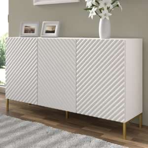 Sanford Wooden Sideboard Large With 3 Doors In White - UK