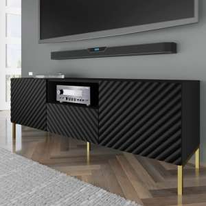 Sanford Wooden TV Stand With 2 Doors 1 Drawer In Black