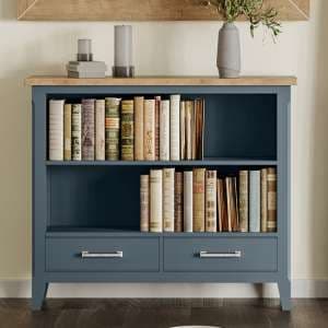 Sanford Wooden Bookcase With 2 Drawers In Blue - UK