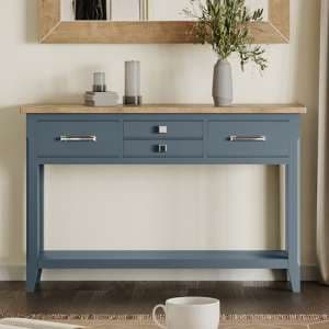 Sanford Wooden Console Table With 4 Drawers In Blue - UK