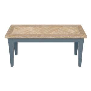 Sanford Wooden Dining Bench Large In Blue And Oak - UK