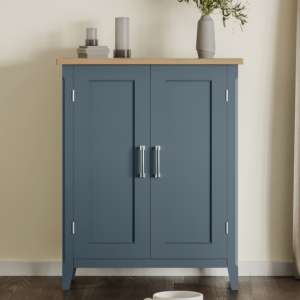 Sanford Wooden Shoe Storage Cabinet With 2 Drawers In Blue - UK