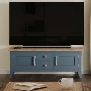 Sanford Wooden TV Stand With 2 Doors 2 Drawers In Blue - UK