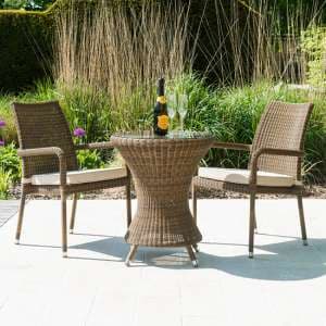 Sanmo Outdoor Glass Bistro Table With 2 Armchairs In Red Pine
