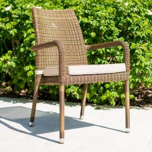 Sanmo Outdoor Stacking Armchair In Red Pine