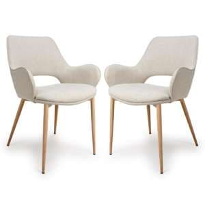 Sanremo Natural Fabric Dining Chairs In Pair - UK