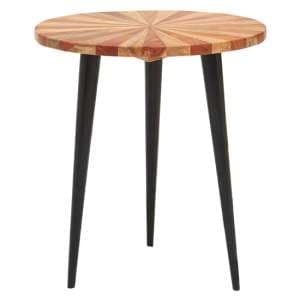 Santorini Small Round Wooden Side Table In Natural - UK