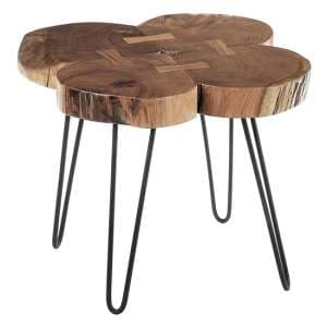 Santorini Wooden Side Table With Black Metal Legs In Brown - UK