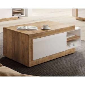 Sanur High Gloss Coffee Table In White And Sandal Oak