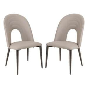 Sanur Light Grey Faux Leather Dining Chairs In Pair - UK