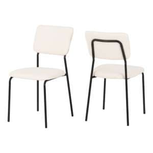 Sanur Set Of 4 Boucle Fabric Dining Chairs In Ivory - UK
