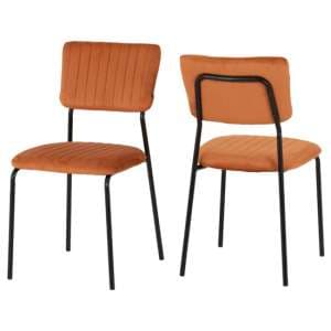 Sanur Set Of 4 Velvet Fabric Dining Chairs In Burnt Orange - UK