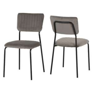 Sanur Set Of 4 Velvet Fabric Dining Chairs In Grey - UK