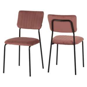 Sanur Set Of 4 Velvet Fabric Dining Chairs In Pink - UK