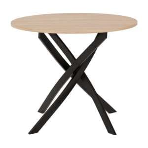 Sanur Wooden Dining Table Round In Sonoma Oak With Black Legs - UK