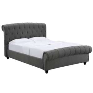 Sanura Linen Fabric Double Bed In Grey - UK
