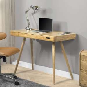 Sapporo Smart Wooden Laptop Desk In Oak With 1 Drawer - UK
