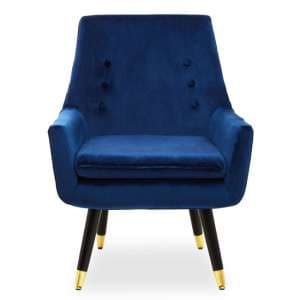 Sari Velvet Upholstered Armchair In Midnight Blue - UK