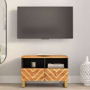 Sarlat Mangowood TV Stand 2 Drawers In Brown And Black - UK