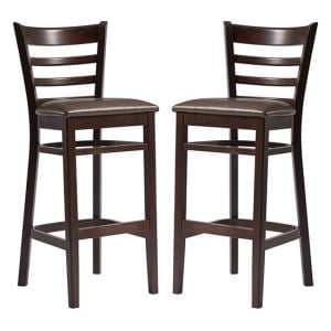 Sarnia Lascari Vintage Brown Faux Leather Bar Chairs In Pair - UK