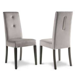 Sarver Grey Fabric Dining Chairs With High Gloss Legs In Pair - UK
