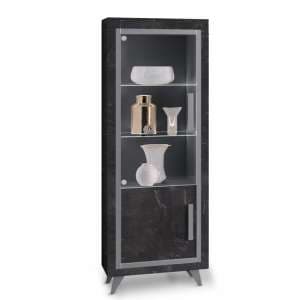 Sarver High Gloss Display Cabinet Right Hand 1 Door In Black LED - UK