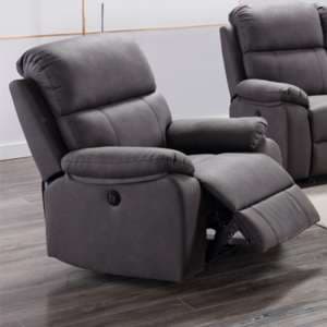 Sault Electric Recliner Fabric 1 Seater Sofa In Dark Grey - UK