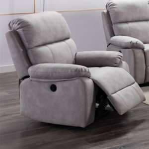 Sault Electric Recliner Fabric 1 Seater Sofa In Light Grey - UK