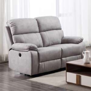 Sault Electric Recliner Fabric 2 Seater Sofa In Light Grey - UK