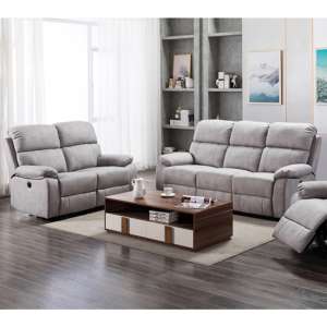 Sault Electric Recliner Fabric 3+2 Sofa Set In Light Grey - UK