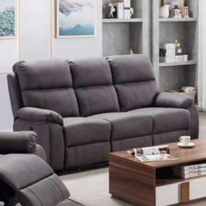 Sault Electric Recliner Fabric 3 Seater Sofa In Dark Grey - UK