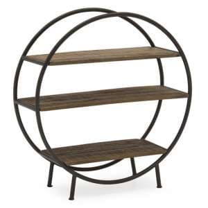 Savanah Round Wooden Shelving Unit With Metal Frame In Natural