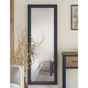 Savona Wall Mirror Extra Long In Blue Wooden Frame - UK