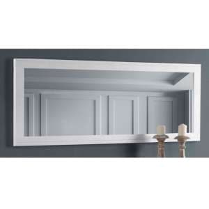 Savona Wall Mirror Extra Long In White Wooden Frame - UK