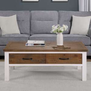 Savona Wooden Coffee Table With 4 Drawers In Oak And White - UK