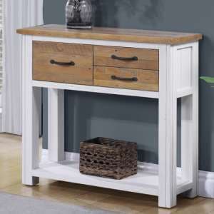Savona Wooden Console Table With 3 Drawers In White - UK