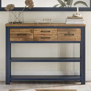 Savona Wooden Console Table With 4 Drawers In Blue - UK