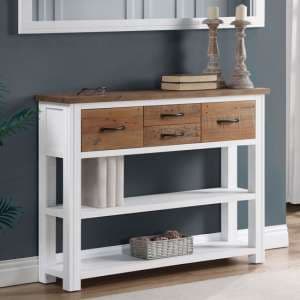 Savona Wooden Console Table With 4 Drawers In White - UK