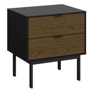 Savva Bedside Cabinet With 2 Drawers In Black And Espresso - UK