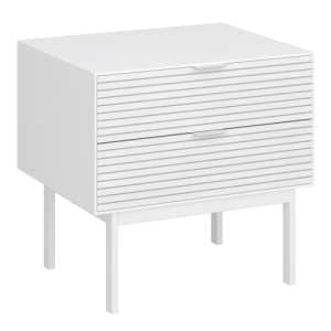 Savva Bedside Cabinet With 2 Drawers In Pure White And White - UK