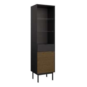 Savva Display Cabinet 1 Door 1 Drawer In Black And Espresso - UK