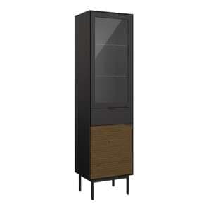 Savva Display Cabinet 2 Doors 1 Drawer In Black And Espresso - UK
