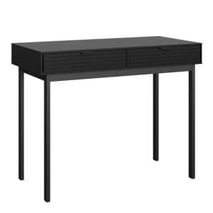 Savva Wooden Laptop Desk With 2 Drawers In Granulated Black