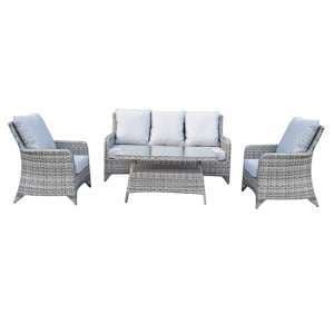 Savvy Weave 5 Seater Sofa Set With High Coffee Table In Natural