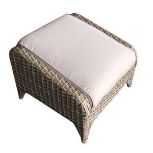 Savvy Wicker Weave Ottoman With Beige Cushion In Natural - UK