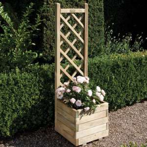 Sawrey Square Wooden Planter And Lattice In Natural Timber - UK